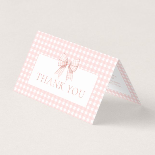 Cute pastel pink bow baby shower thank you cards (Front)
