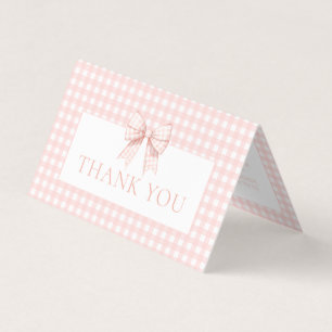 Cute pastel pink bow baby shower thank you cards