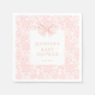 Cute pastel pink bow floral boho baby girl shower napkin