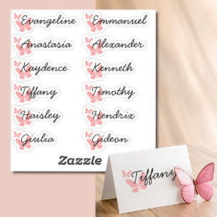 Cute Pastel Pink Butterflies Guest List 12 Names 