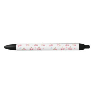Cute Pastel Pink Cherry Pattern Ink Pen