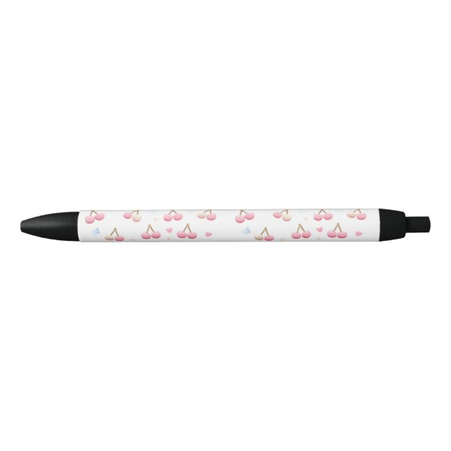 Cute Pastel Pink Cherry Pattern Ink Pen (Front)