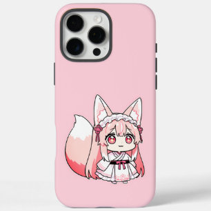 Cute Pastel Pink Chibi FoxGirl iPhone 16 Pro Max Case