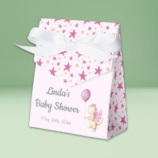 Cute Pastel Pink Dragon Baby Shower Favour Box