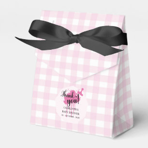 Cute Pastel Pink Gingham Baby Shower Favour Box