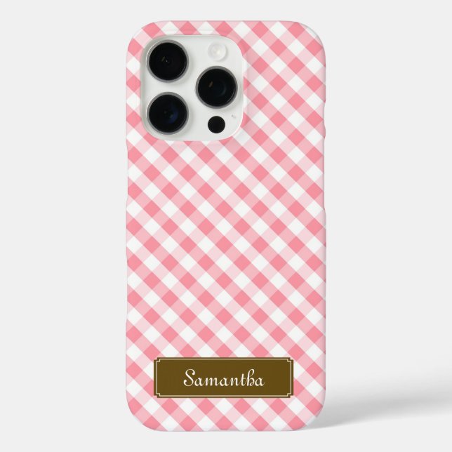Cute Pastel Pink Gingham Pattern Case-Mate iPhone Case (Back)