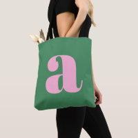 Cute Pastel Pink Green Monogram Retro Lettering
