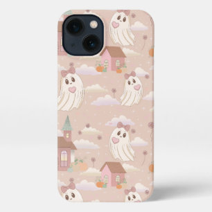 Cute Pastel Pink Halloween Ghost iPhone 13 Case