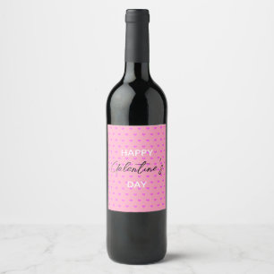 Cute Pastel Pink Happy Galentine's Day Wine Label