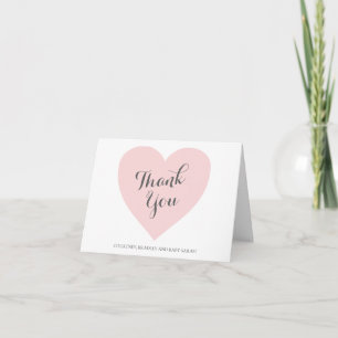 Cute Pastel Pink Heart Girl Baby Shower Thank You Card
