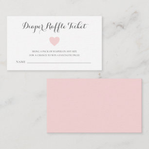 Cute Pastel Pink Heart Girl Diaper Raffle Ticket Enclosure Card