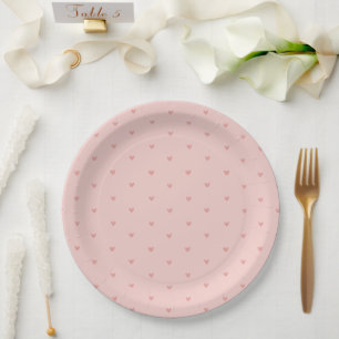 Cute Pastel Pink Hearts Paper Plate