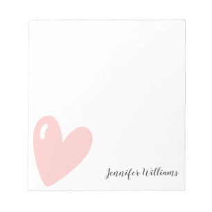 Cute Pastel Pink Hearts Simple Feminine Custom Notepad