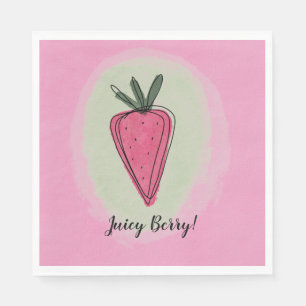 Cute Pastel Pink Juicy Strawberry Napkin