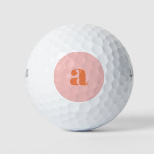 Cute Pastel Pink Orange Monogram Retro Lettering Golf Balls