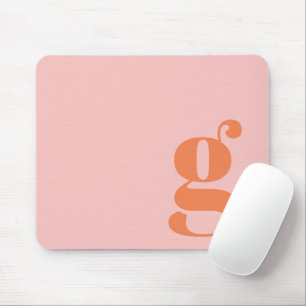 Cute Pastel Pink Orange Monogram Retro Lettering Mouse Mat
