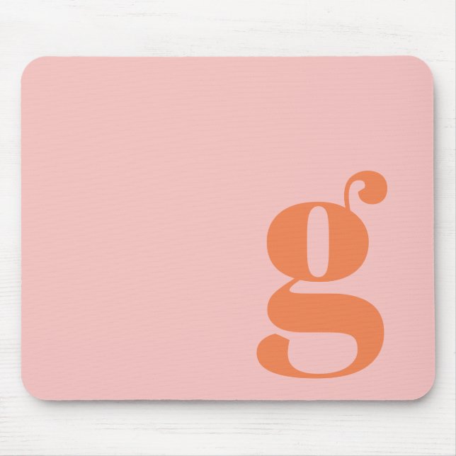 Cute Pastel Pink Orange Monogram Retro Lettering  Mouse Mat (Front)