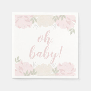 Cute Pastel Pink Peonies Baby Shower Napkin