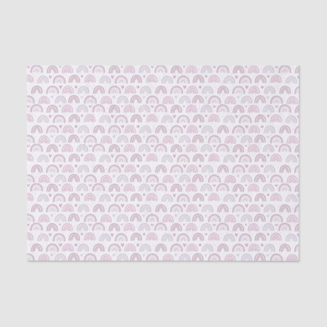 Cute Pastel Pink Rainbows Hearts & Stars pattern Tissue Paper (Front)