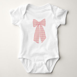 Cute Pastel Pink Ribbon Bow Baby Bodysuit