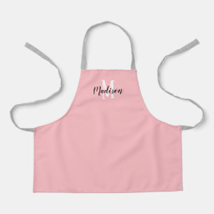 Cute Pastel Pink Script Monogram Personalised Kids Apron