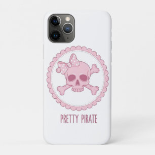 Cute Pastel Pink Skull with Bow and Crossbones Des iPhone 11 Pro Case