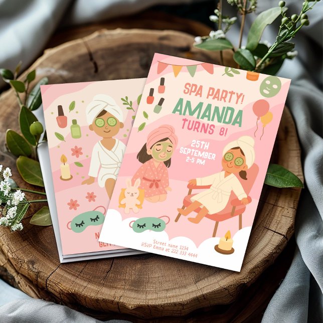 Cute Pastel Pink Spa Birthday Invitation (Creator Uploaded)