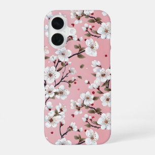 Cute Pastel Pink White Sakura Tree Branch Asian iPhone 16 Case