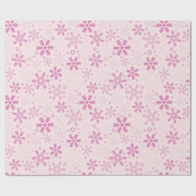 Cute Pastel Pink Winter Snowflake Christmas Wrapping Paper (Flat)