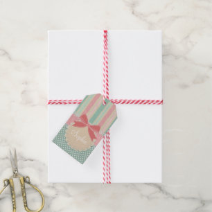 Cute Pastel Polka Dot & Stripes Design Gift Tags
