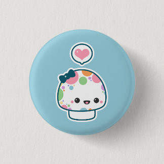 Cute Pastel Polka Dotted Mushroom 3 Cm Round Badge