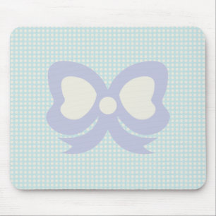 CUTE PASTEL POLKADOTS AND RIBBON BLUE PURPLE MOUSE MAT