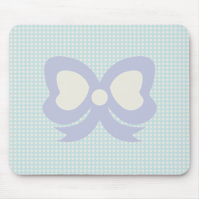 CUTE PASTEL POLKADOTS AND RIBBON BLUE PURPLE MOUSE MAT (Front)
