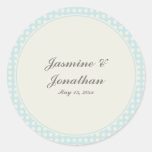 CUTE PASTEL POLKADOTS AND RIBBONS BLUE CLASSIC ROUND STICKER