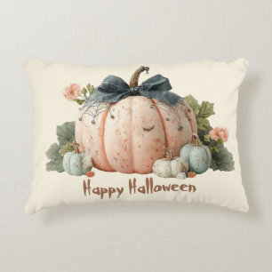 Cute Pastel Pumpkin Happy Halloween Decorative Cushion