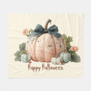 Cute Pastel Pumpkin Happy Halloween Fleece Blanket