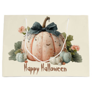 Cute Pastel Pumpkin Happy Halloween Large Gift Bag