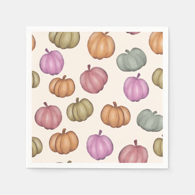 Cute Pastel Pumpkin Pastel Pattern Party Napkin (Front)