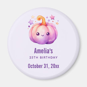 Cute Pastel Pumpkin with Stars Birthday Party Date Magnet