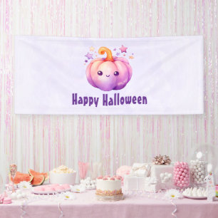 Cute Pastel Pumpkin with Stars Halloween Banner