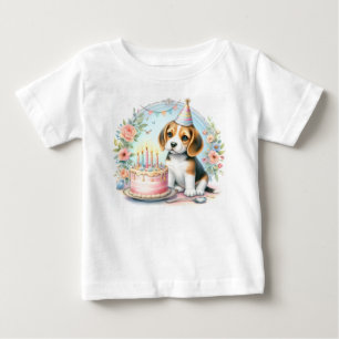 Cute Pastel Puppy Beagle - Birthday  Baby T-Shirt