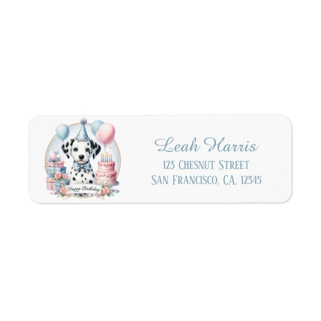 Cute Pastel Puppy Dalmatian - Birthday Address  (Front)