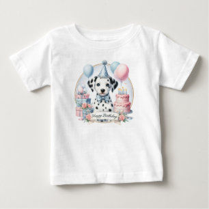 Cute Pastel Puppy Dalmatian - Birthday  Baby T-Shirt