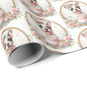 Cute Pastel Puppy French Bulldog - Birthday  Wrapping Paper