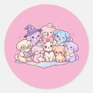 Cute Pastel Puppy Friends Sticker Sheet