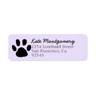 Cute Pastel Purple Paw Print Return Address