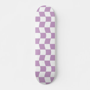 Cute Pastel Purple White Wavy Chequerboard Pattern Skateboard