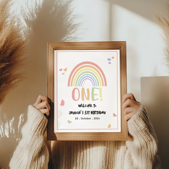 Cute Pastel Rainbow 1st Birthday Welcome Sign (Creator Uploaded)
