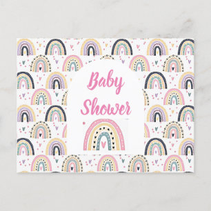 Cute pastel rainbow baby shower postcard