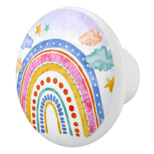 Cute pastel rainbow ceramic knob
